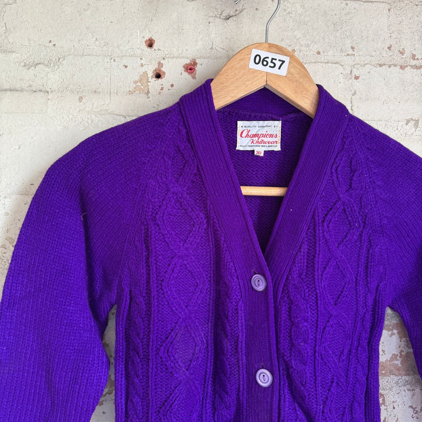 1950s Purple British Button Cardigan Jumper