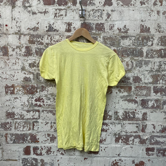 Vintage 1970s 1980s Yellow Blank T-Shirt Top
