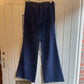 1970s Navy Blue Flared Contrast Stitch Jeans