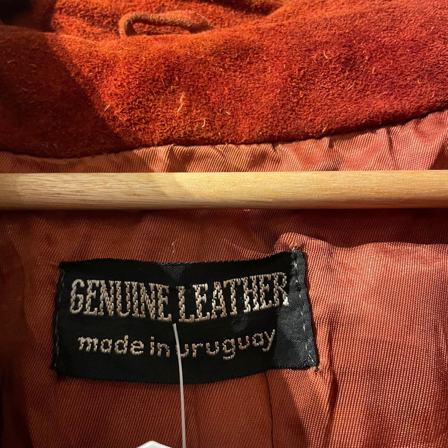 1970s Burnt Orange Suede Leather Dagger Collar Jacket