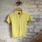 1970s Yellow Waffle Knitted British Polo Shirt Top