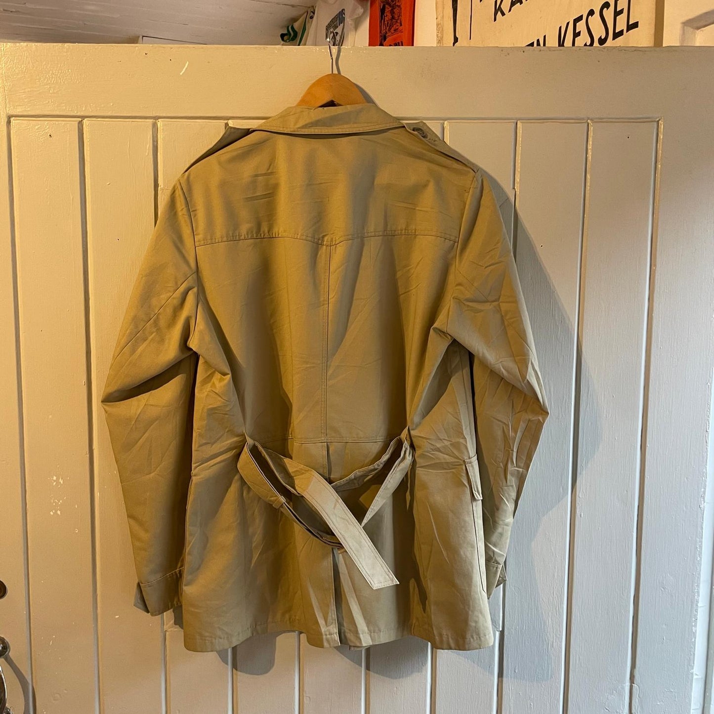 1970s Beige Cotton Belted Safari Jacket Shirt