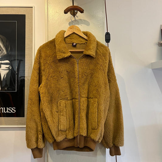 1970s 1980s Unusual Fur Italian Zip Up Jacket