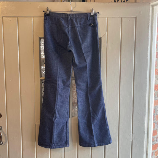 1970s Grey Flared Zip Pocket Trousers
