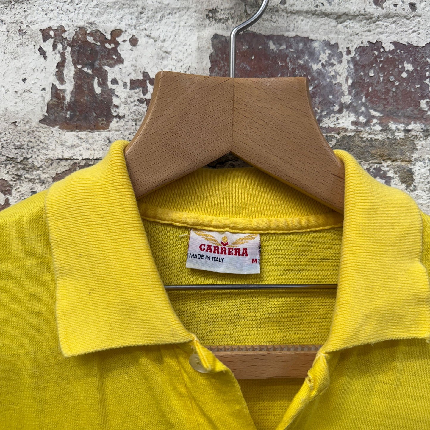 1980s Yellow Carrera Stripe Polo Shirt