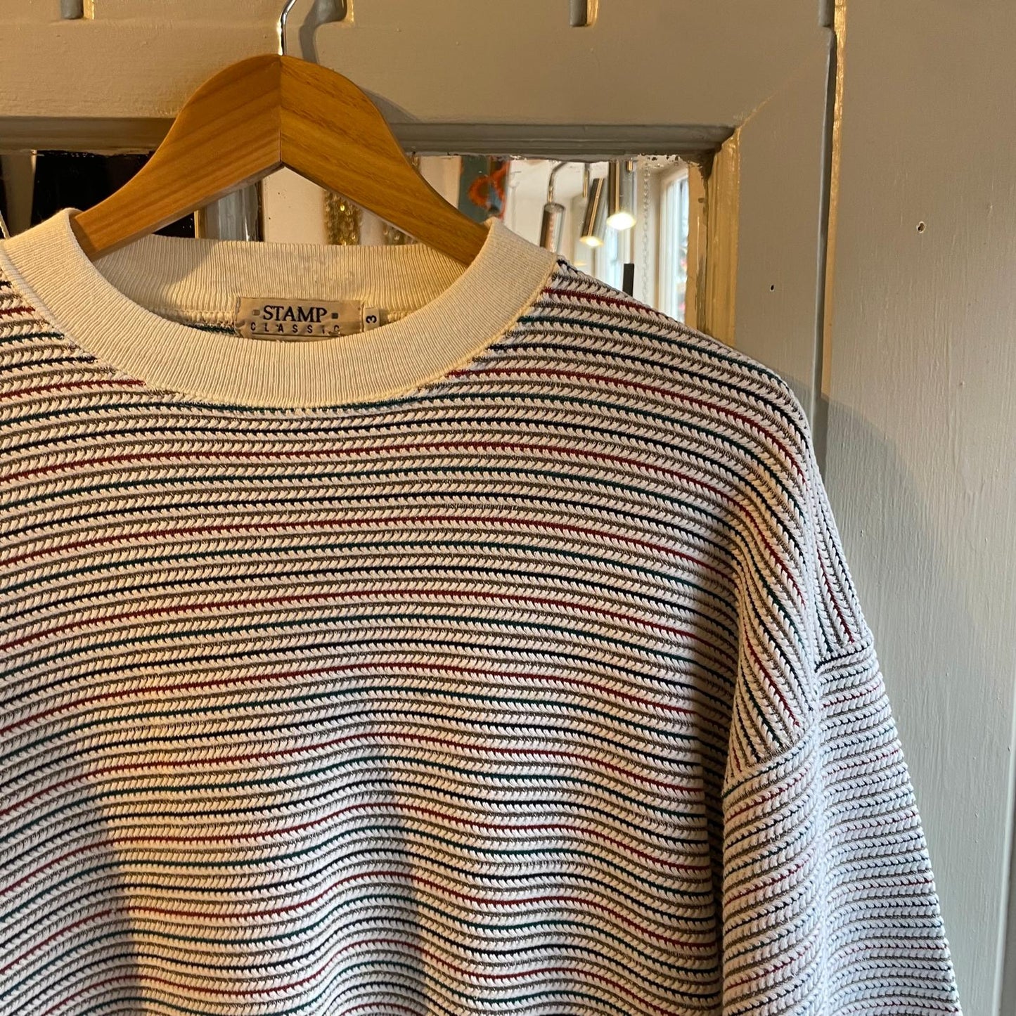 1990s White Knitted Striped T-shirt