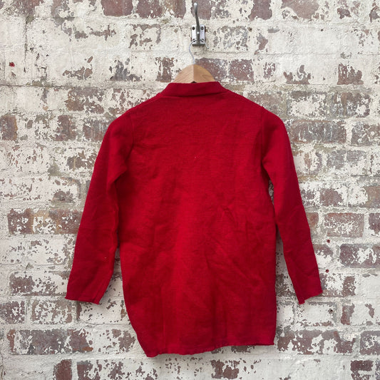 Vintage 1960s Red Knitted Cardigan Jumper