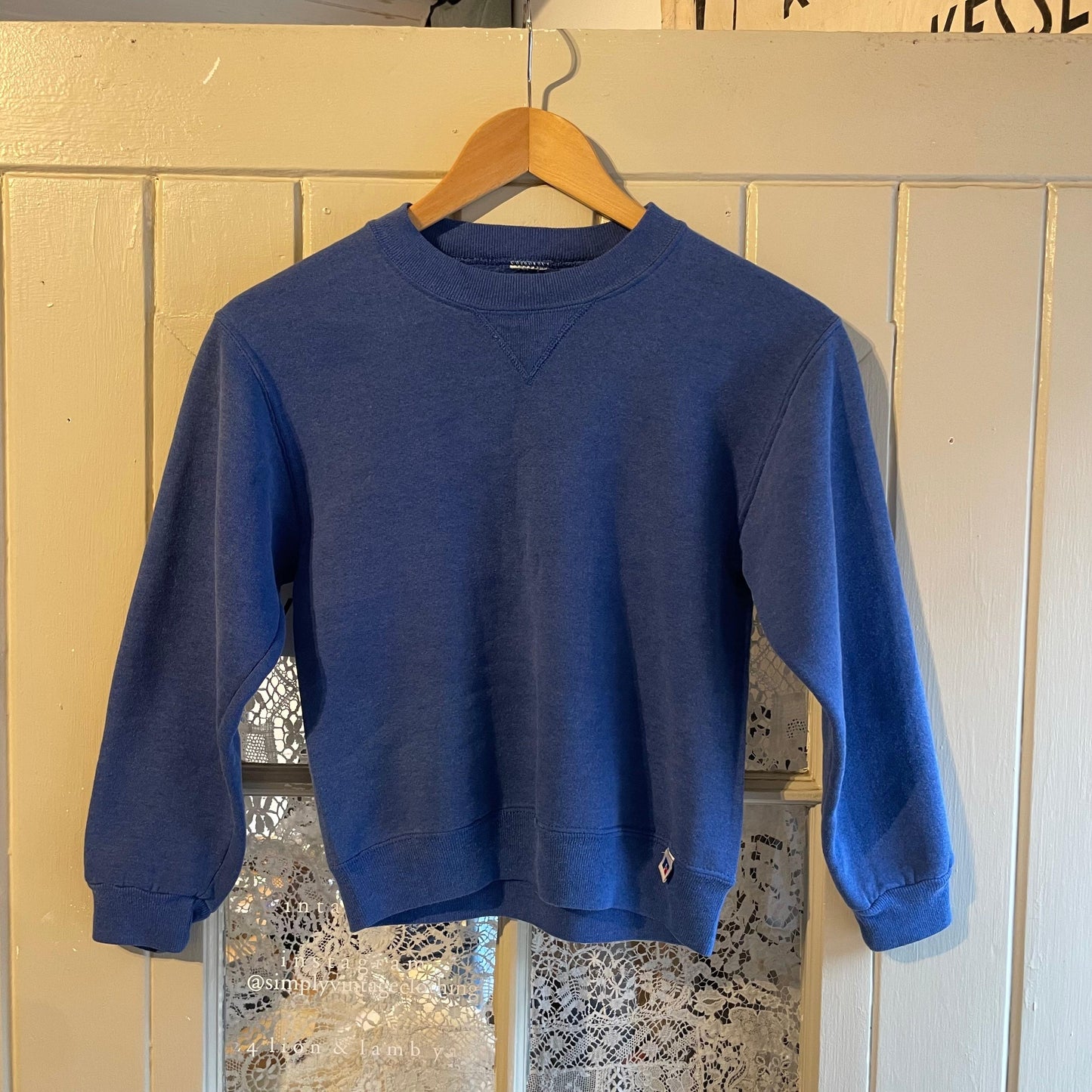 1980s Faded Blue Russel Athletic Blank Sweatshirt