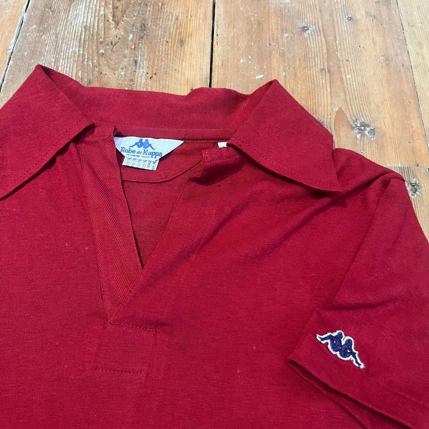 1970s 1980s Red Kappa Polo Shirt Top