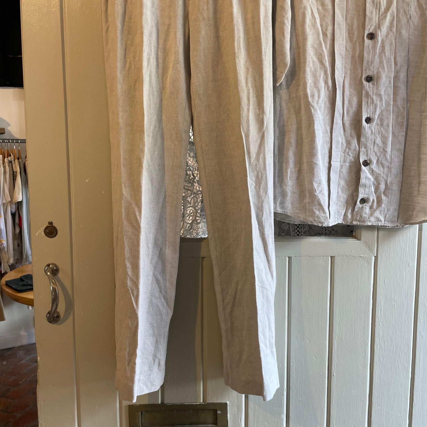 1970s Linen Button Two Piece Italian Suit