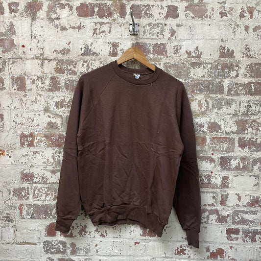 Vintage 1970s 1980s Brown Raglan Blank Sweatshirt Jumper