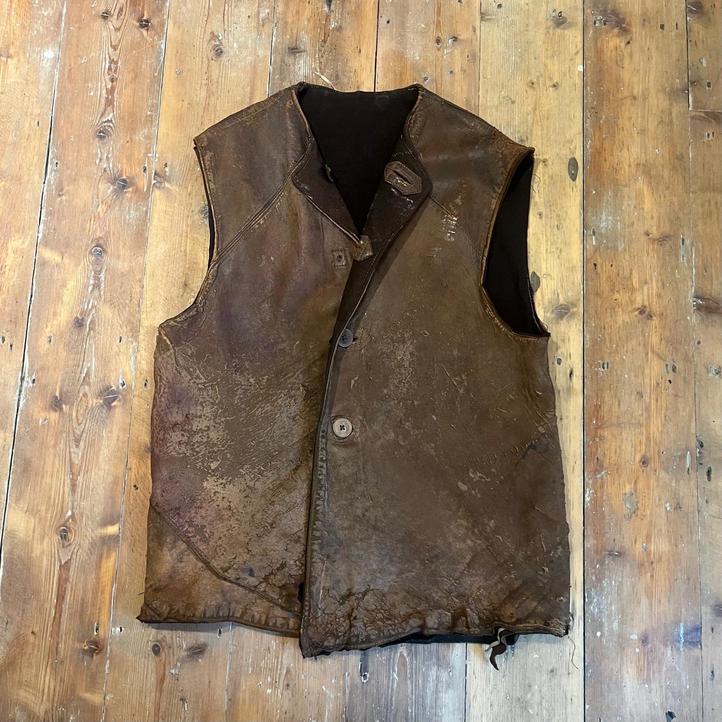 1940s 1950s WW2 British Military Leather Jerkin Gilet Jacket