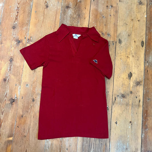 1970s 1980s Red Kappa Polo Shirt Top