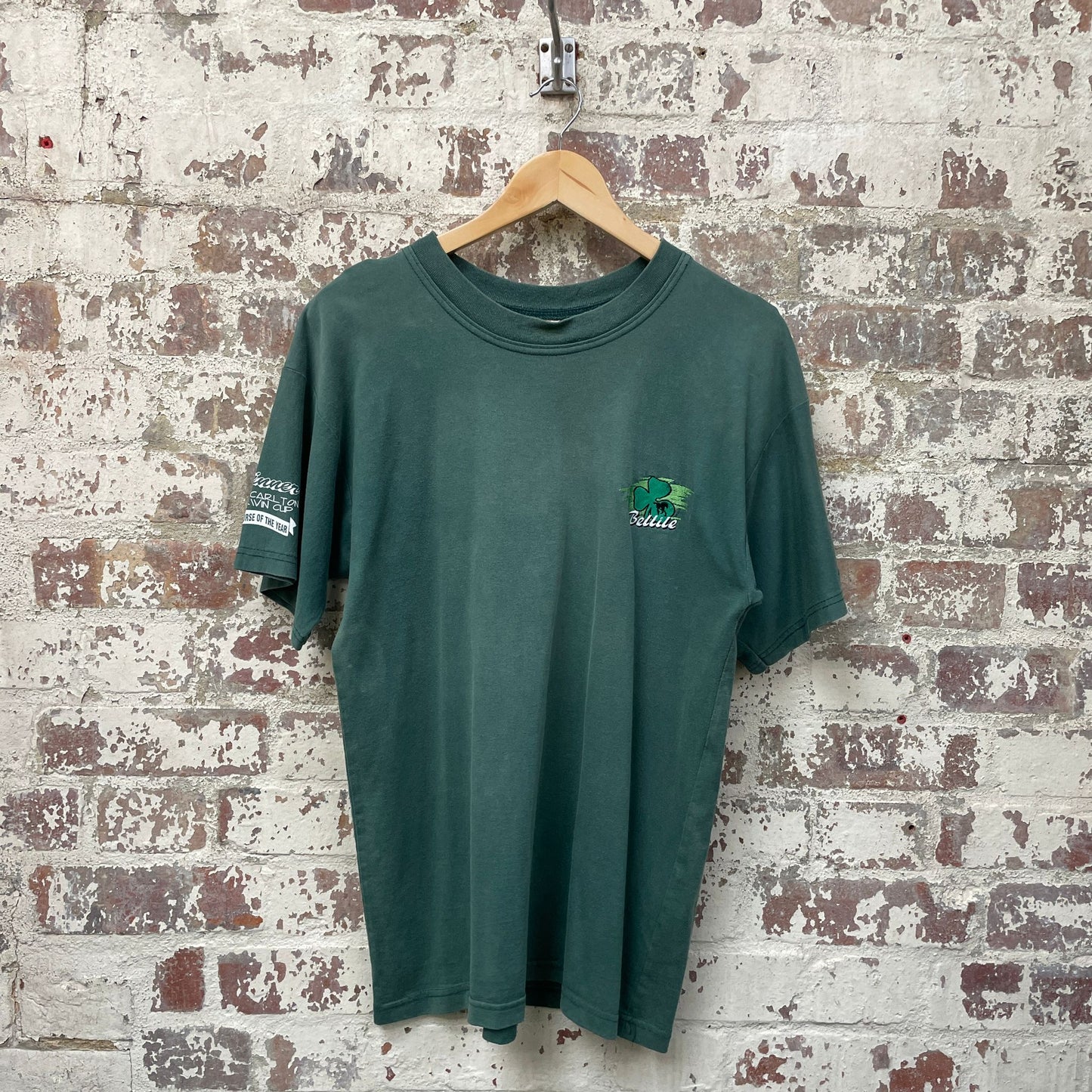 Vintage 1990s Faded Green Graphic Print T-Shirt Top