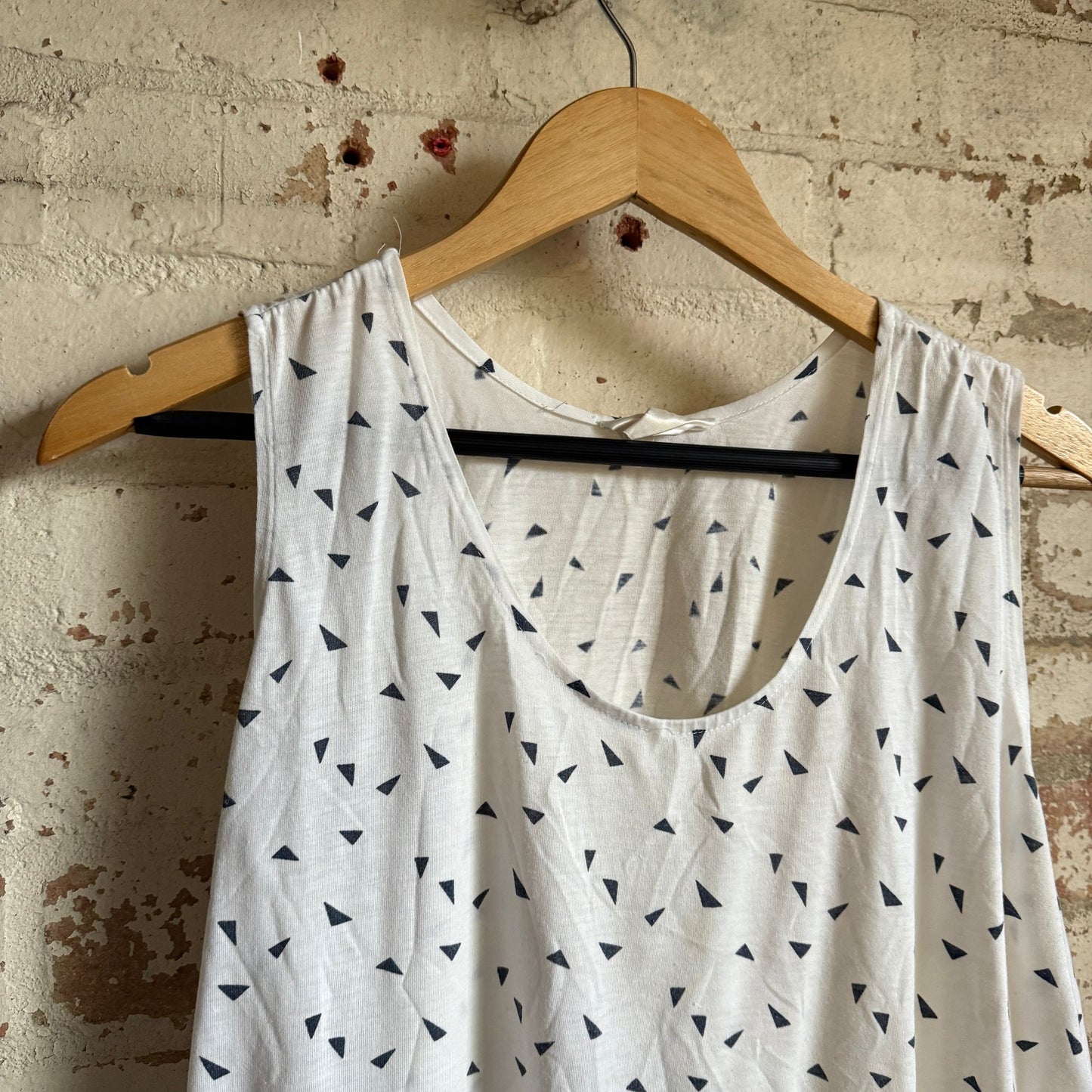 1970s White Print Cotton Vest Top