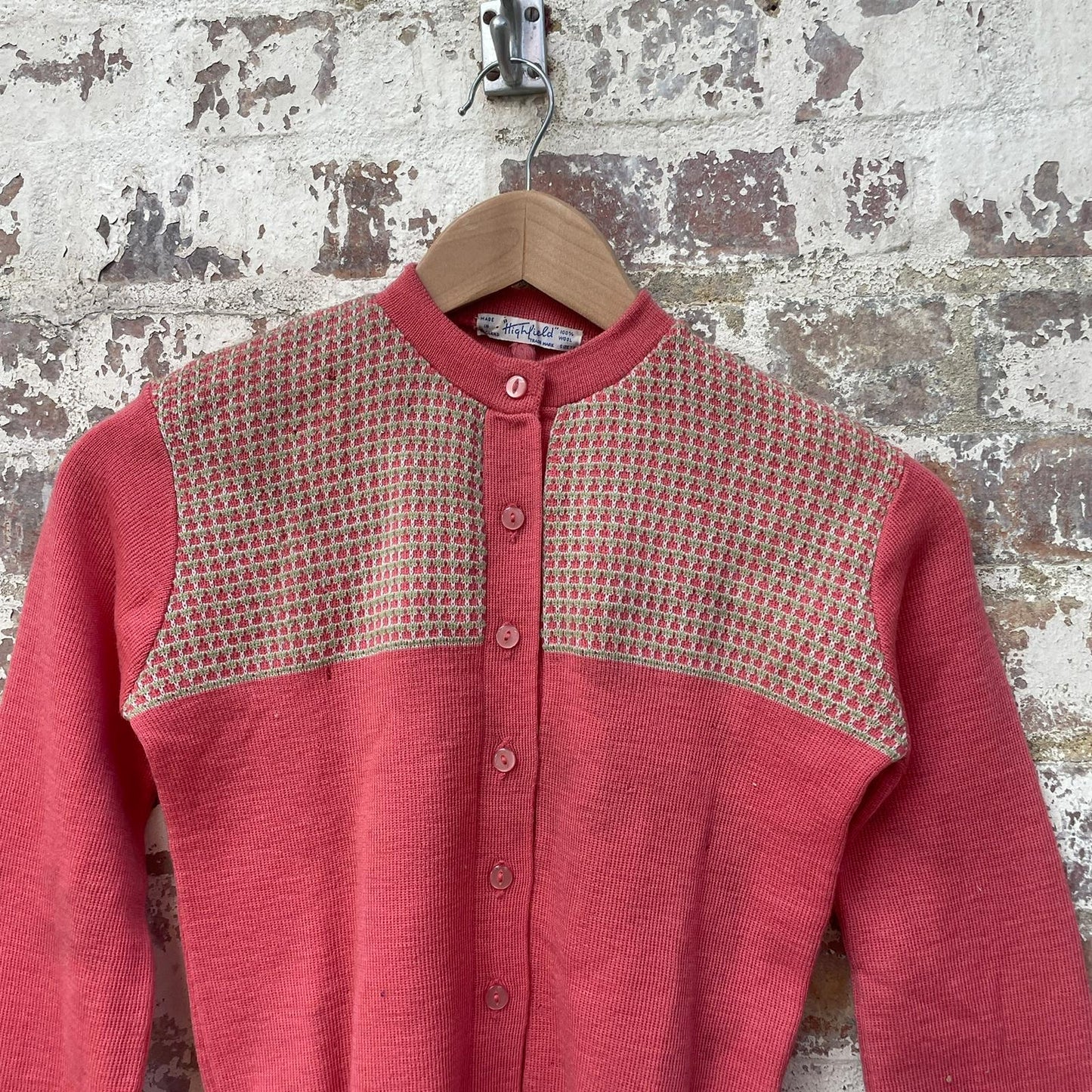 Vintage 1940s 1950s Pink Knitted Wool Cardigan Jumper