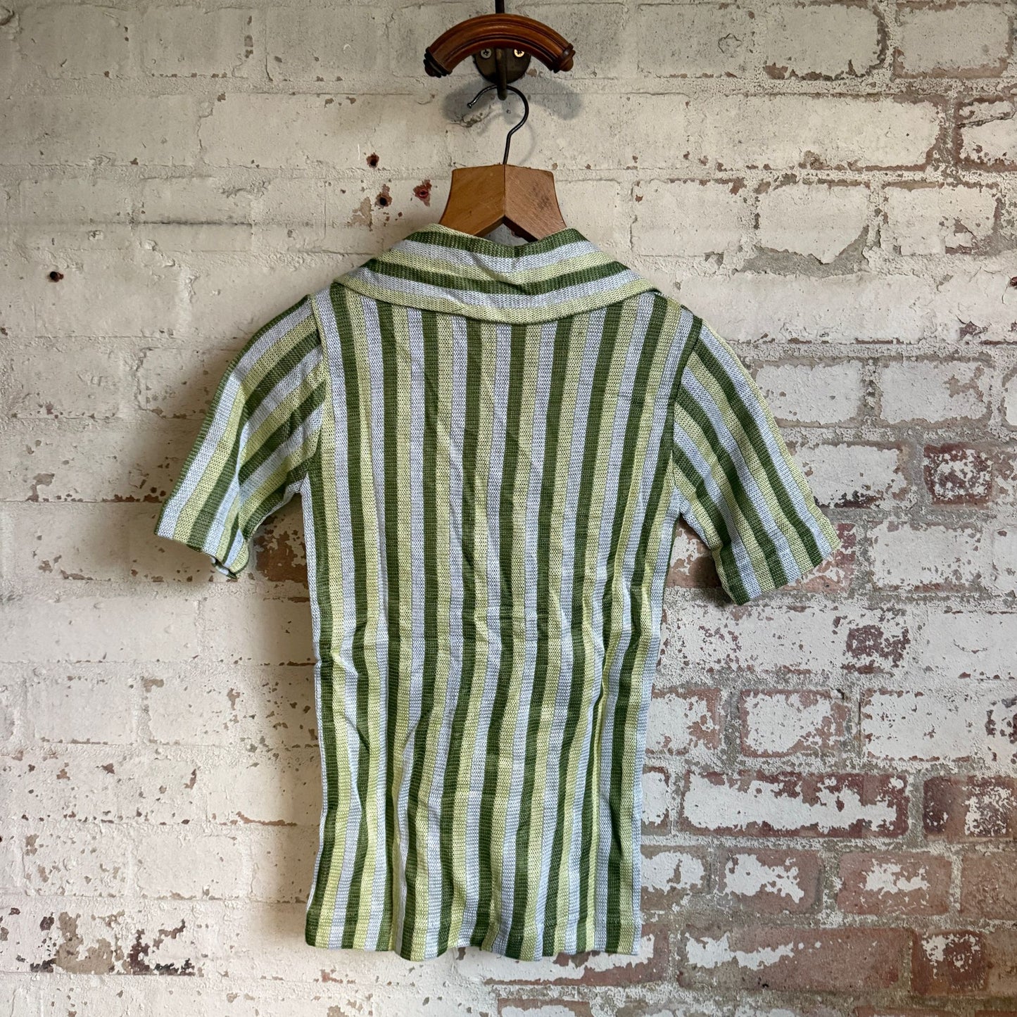 1970s Short-Sleeved Green Striped Shirt