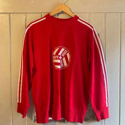 1970s Red Adidas Ventex Graphic Sweatshirt