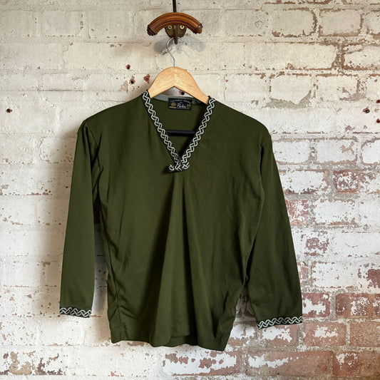 1960s Dark Green Long Sleeve Top