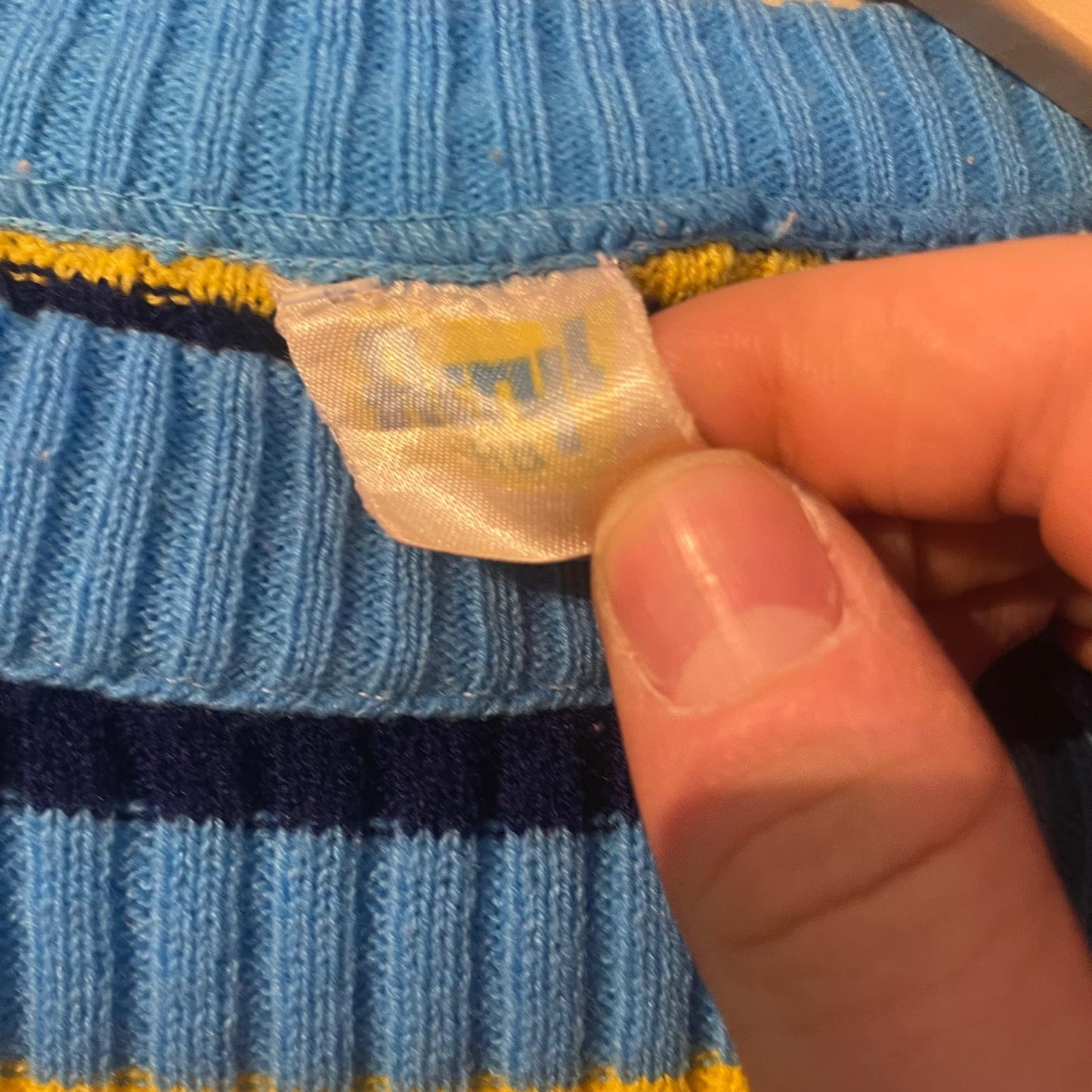 1970s Blue Striped Knitted Jumper