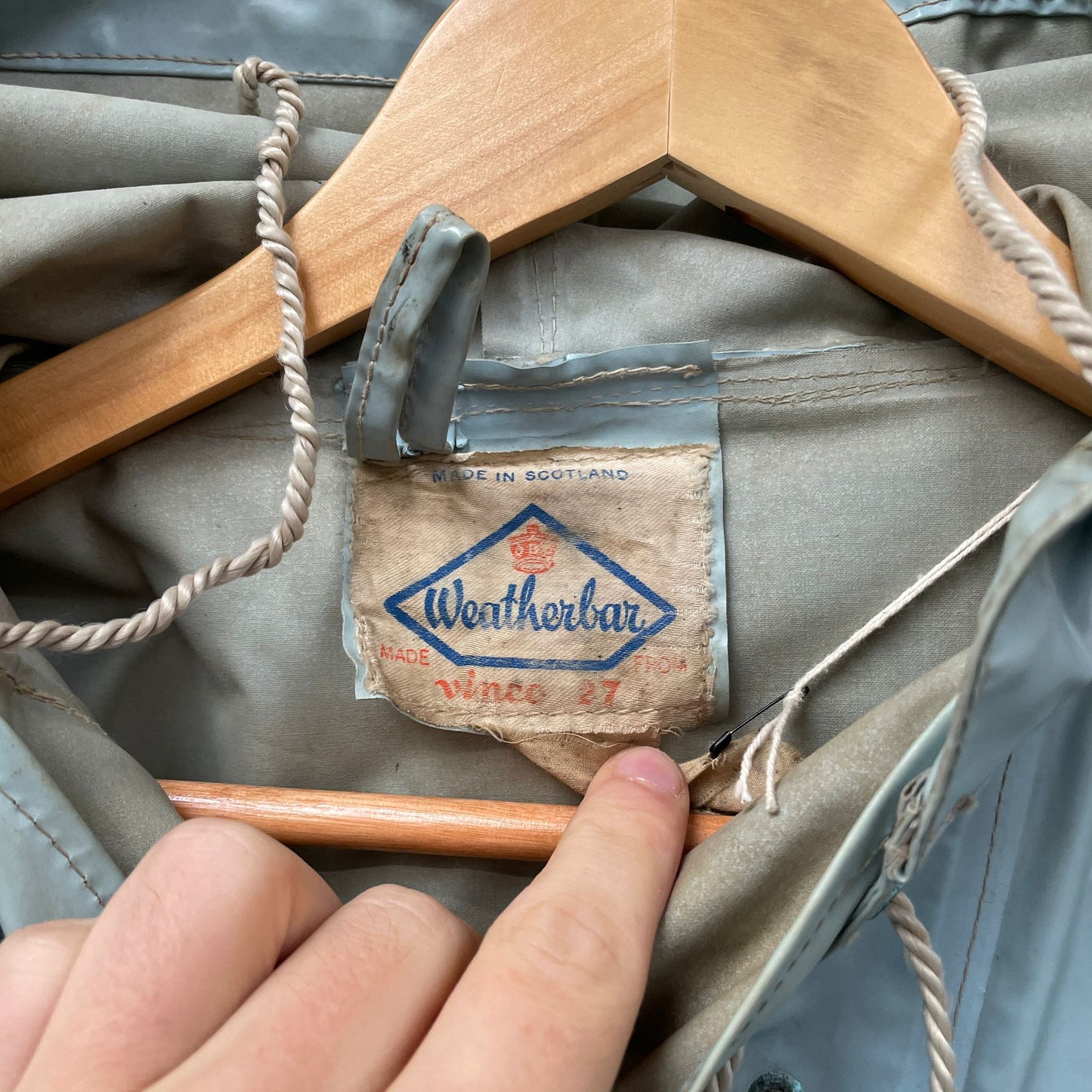 Vintage 1950s 1960s Blue PVC Fisherman Smock Jacket