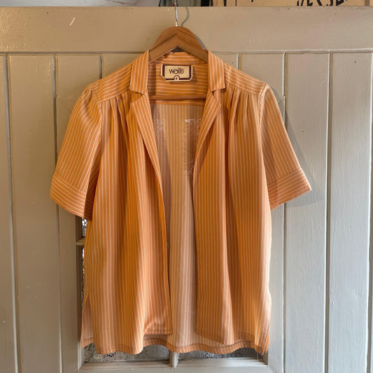 1970s Peach Wallis Open Blouse Shirt