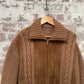 Vintage 1970s 1980s Suede Knitted Cardigan Jumper