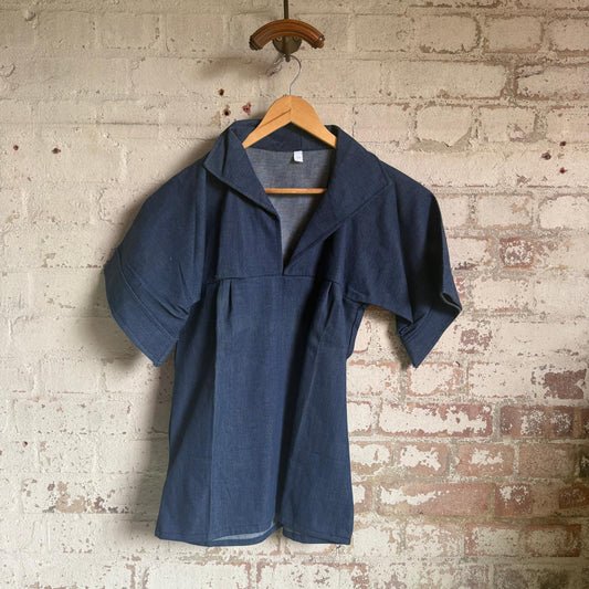 1970s Denim Smock Shirt Top