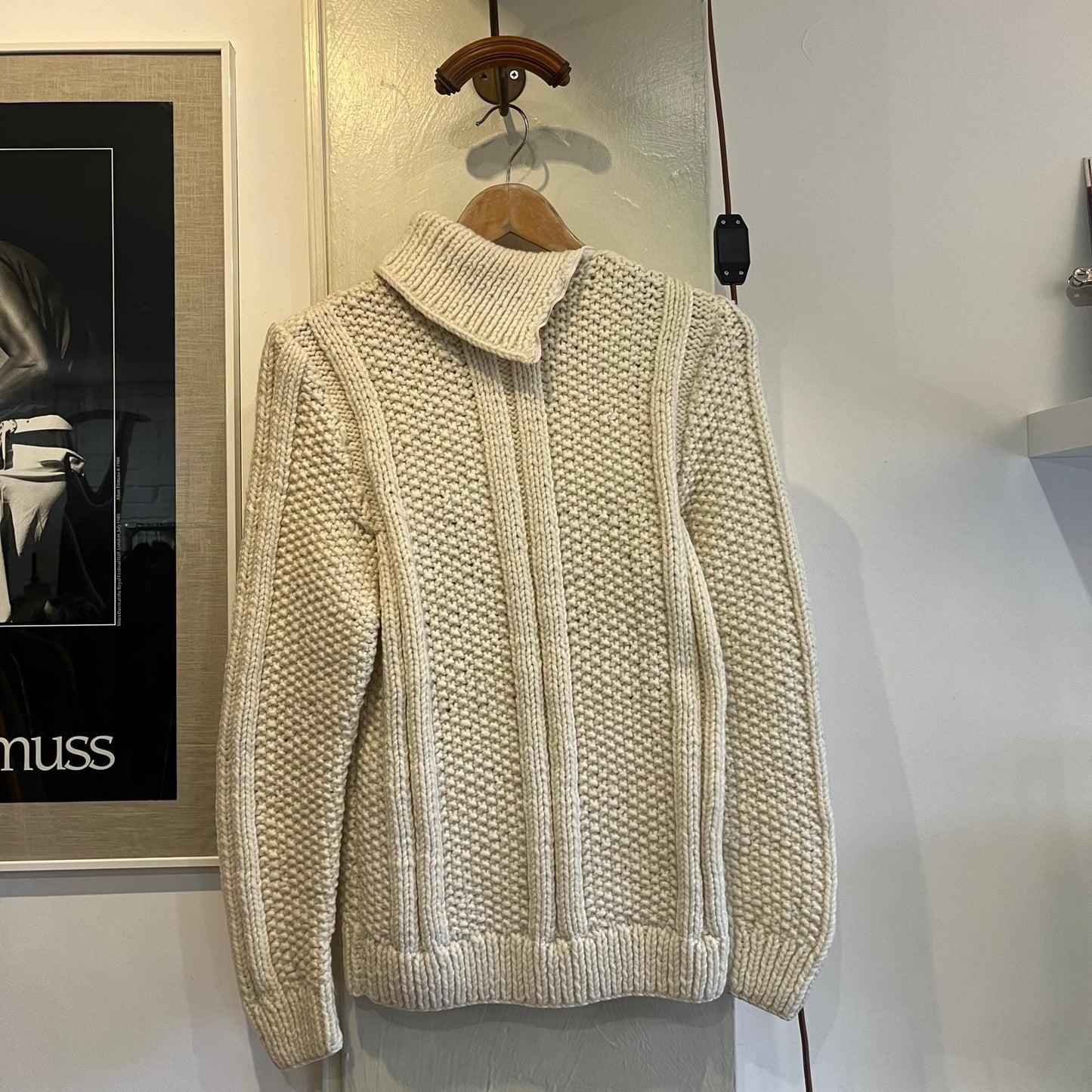 1970s 1980s Cream Knitted Zip Jumper