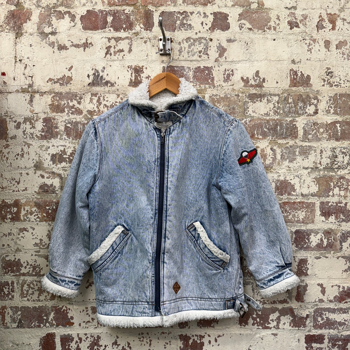 1980s Acid Wash Sherpa Lined Denim Jacket