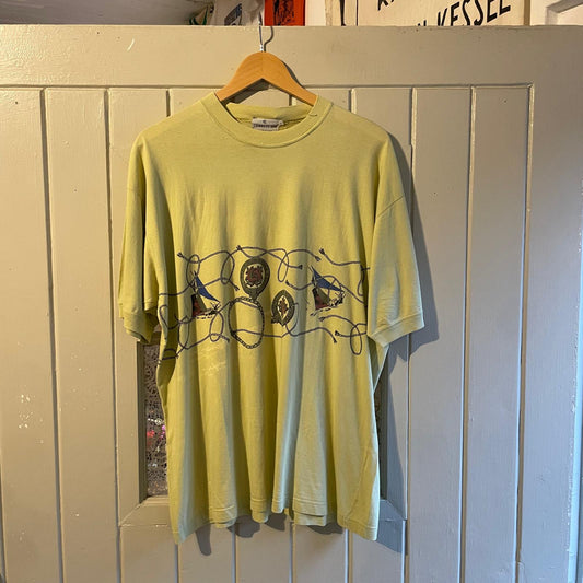 1980s Lime Green Cerruti 1881 Graphic T-Shirt