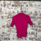 Vintage 1970s 1980s Hot Pink Zipped Knitted Shirt