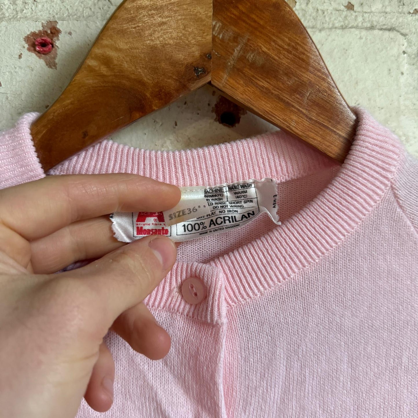 1970s Pink Knitted Button Cardigan Jumper