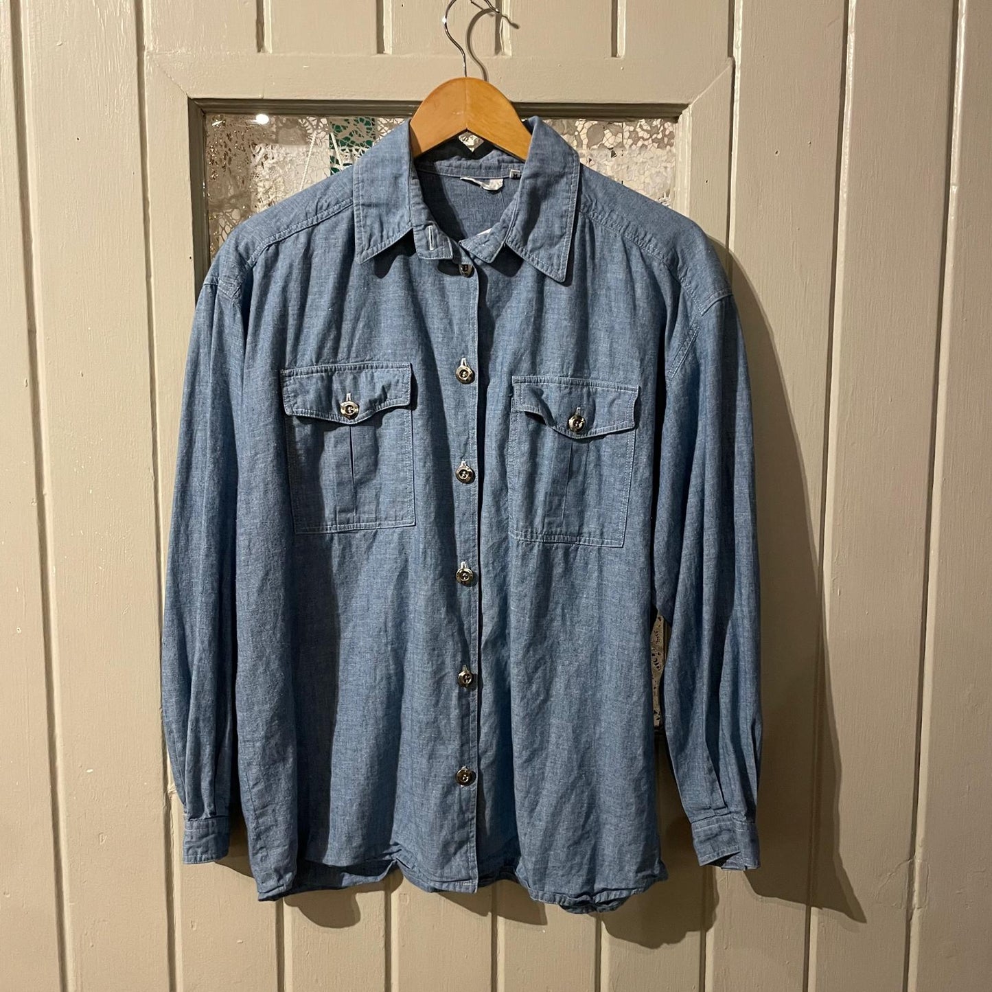 1970s Blue Denim Button Up Shirt