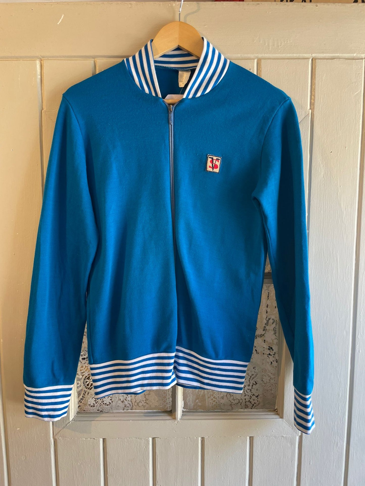 1970s Blue Bomber Zip Up Track Top