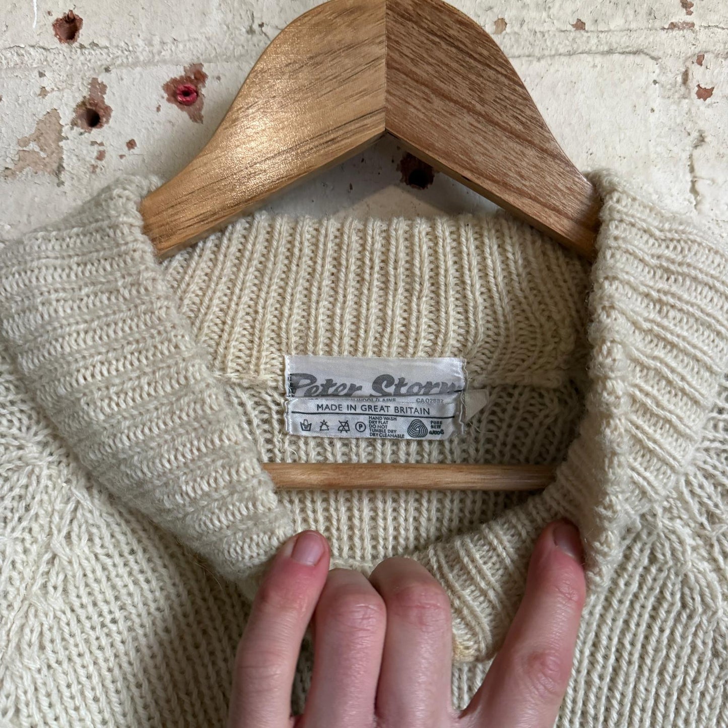 1970s Cream Wool Peter Storm Knitted Jumper