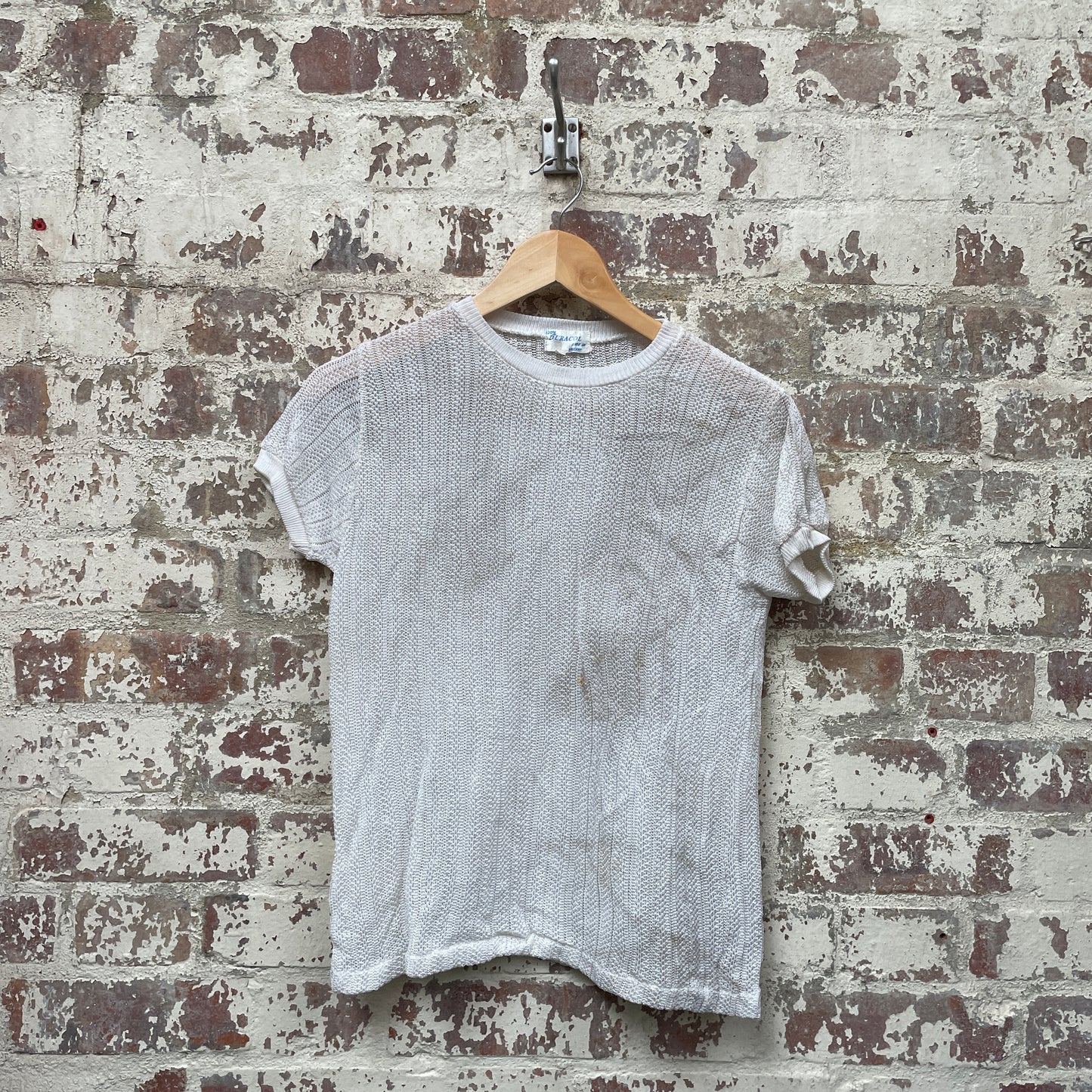 Vintage 1970s Rayon Knitted T-Shirt Top