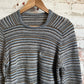 1980s Grey Striped Sergio Tacchini Knitted Jumper