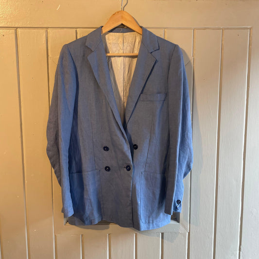 1970s Light Blue Double Breasted Suit Blazer