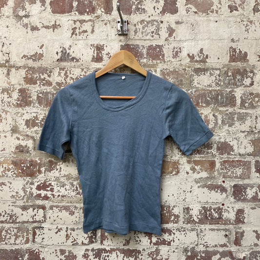 Vintage 1970s 1980s Grey Blank T-Shirt Top