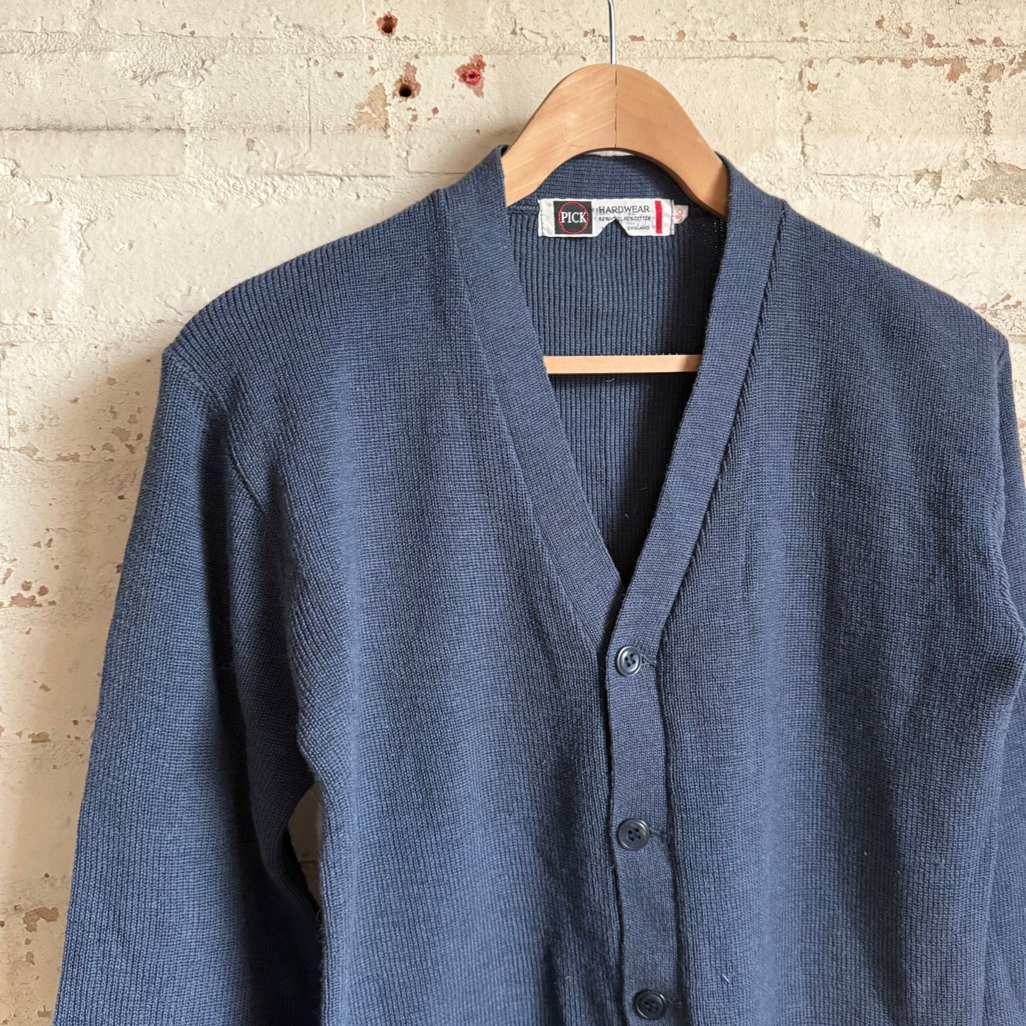 1960s Grey British Wool Knitted Cardigan Jumper