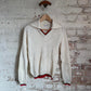 1950s Cream V-Neck British Wool Knitted Jumper
