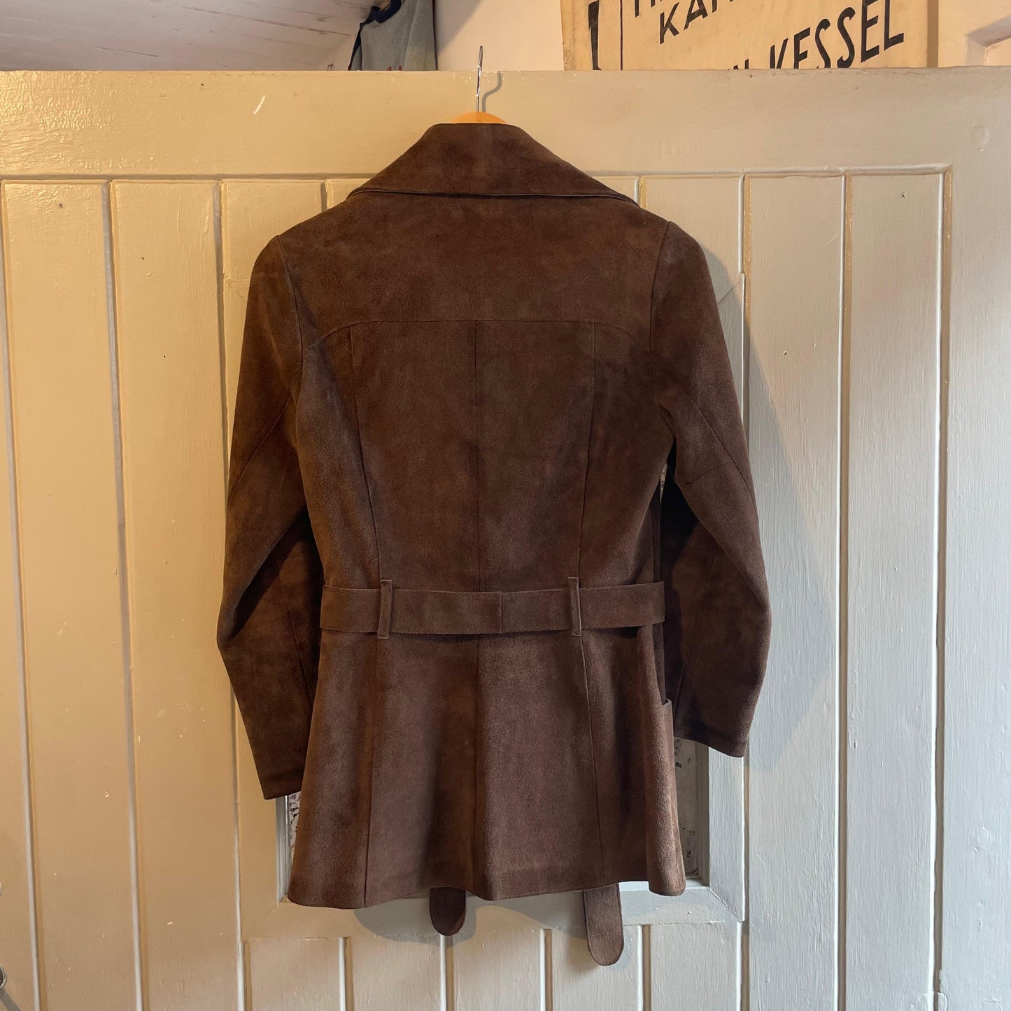 1960s Dark Brown Suede Leather Belted Jacket