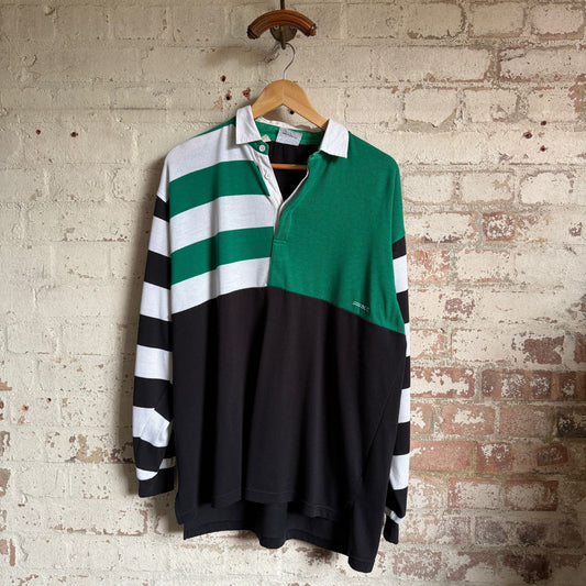 1980s Green Striped Rugby Shirt
