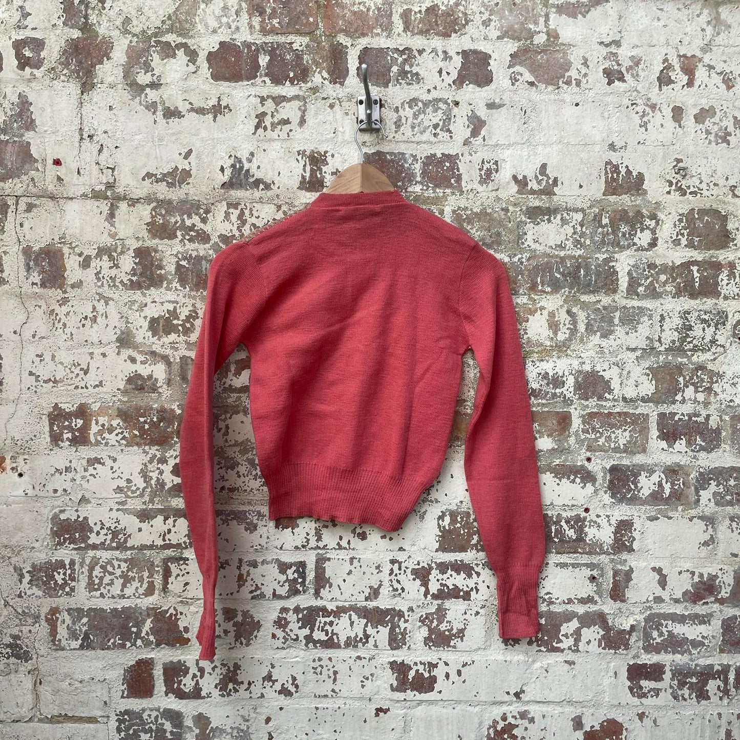 Vintage 1940s 1950s Pink Knitted Wool Cardigan Jumper