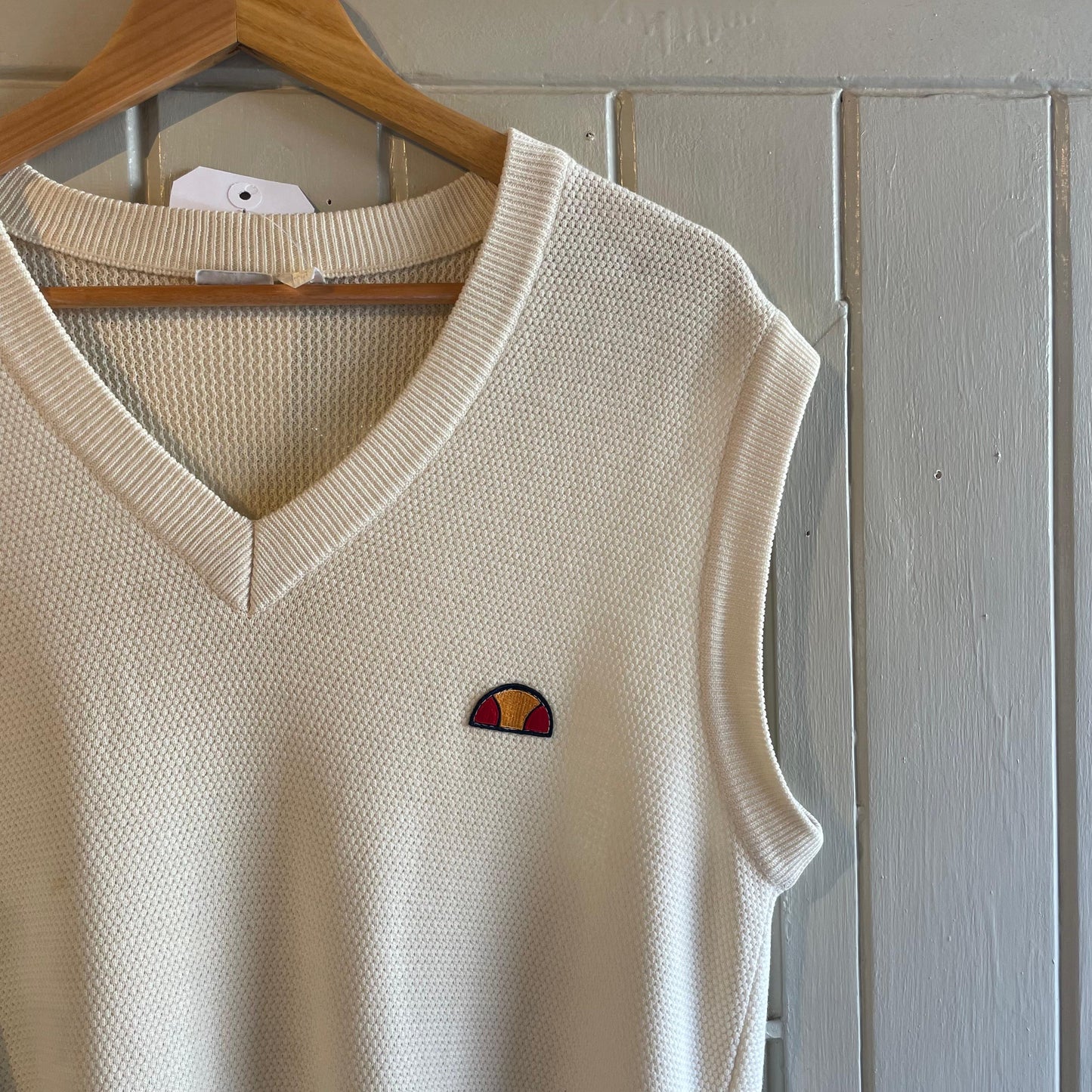 1980s Cream Ellesse Knitted Tank Top Sweater Vest