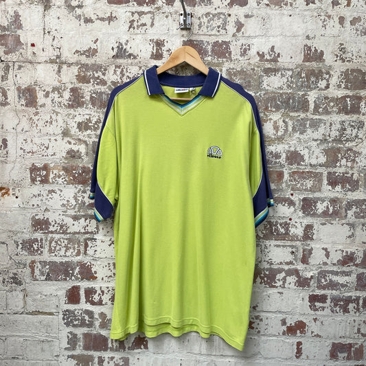 Vintage 1990s Lime Green Ellesse Polo Shirt Top