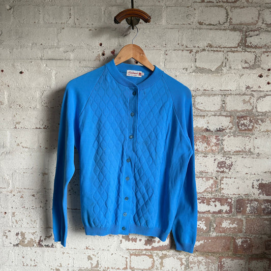 1970s Blue Knitted Cardigan Jumper