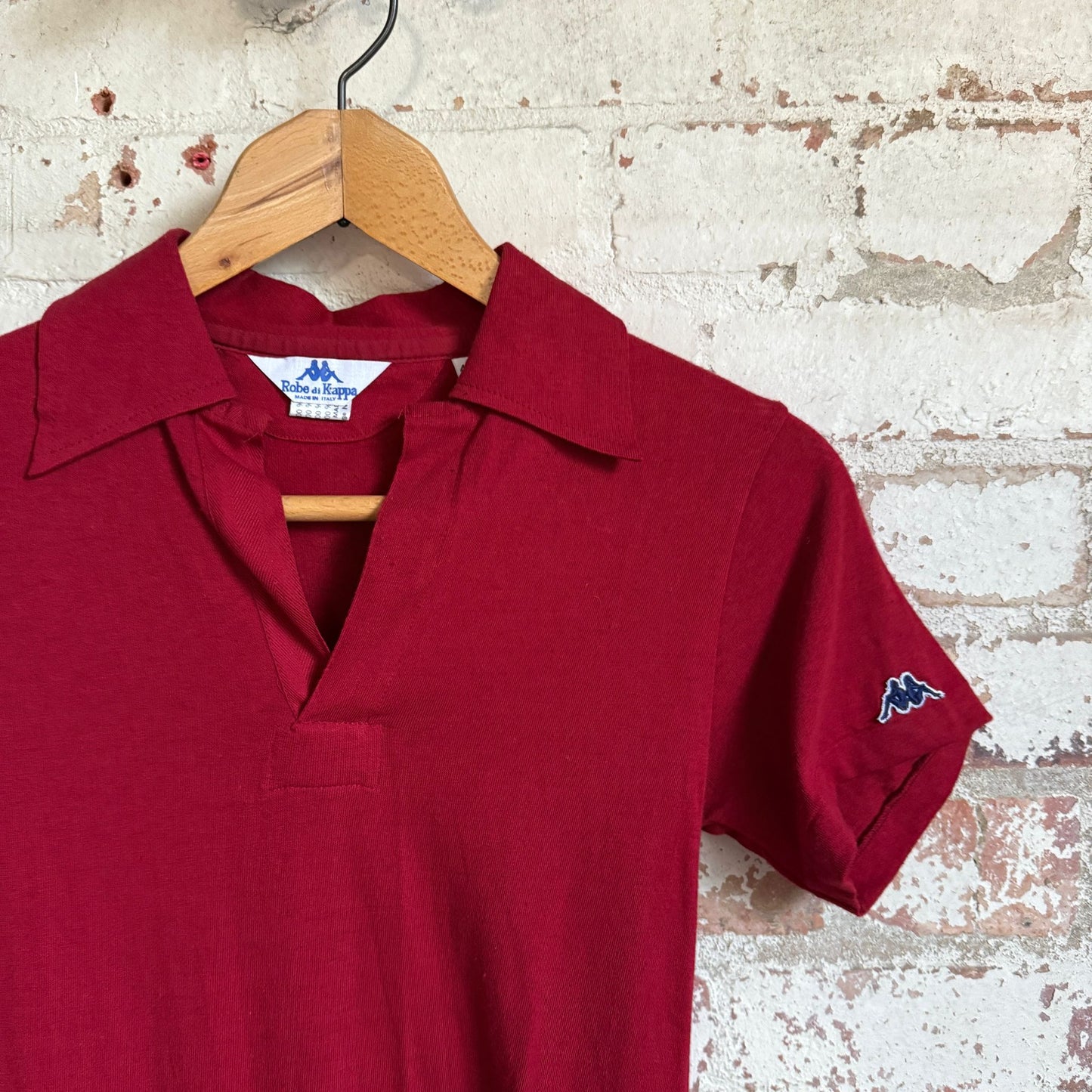 1970s Dark Red Kappa Knitted Polo Shirt