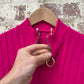 Vintage 1970s 1980s Hot Pink Zipped Knitted Shirt